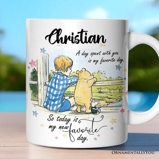 A Day with You is My Favorite Winnie-the-Pooh Personalized Mug, 1926 A.A. Milne Gift with Custom Name Personalized Ceramic Mug OrnamentallyYou Customized