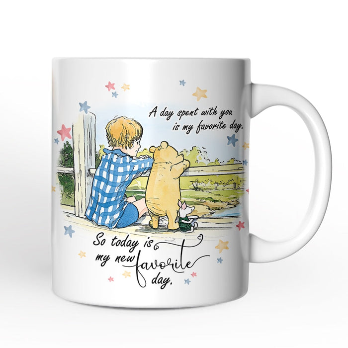 A Day with You is My Favorite Winnie-the-Pooh Personalized Mug, 1926 A.A. Milne Gift with Custom Name Personalized Ceramic Mug OrnamentallyYou Non-Custom