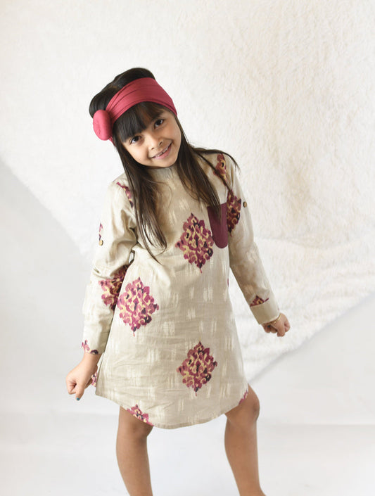 Abstract Print A-Line Dress With patch Pocket Detail 2-pc. set Yo Baby Wholesale