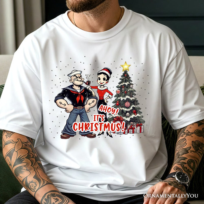 Ahoy! It's Christmus! Popeye and Olive T-Shirt, Vintage Sailor Tee for Christmas Time T-Shirts OrnamentallyYou