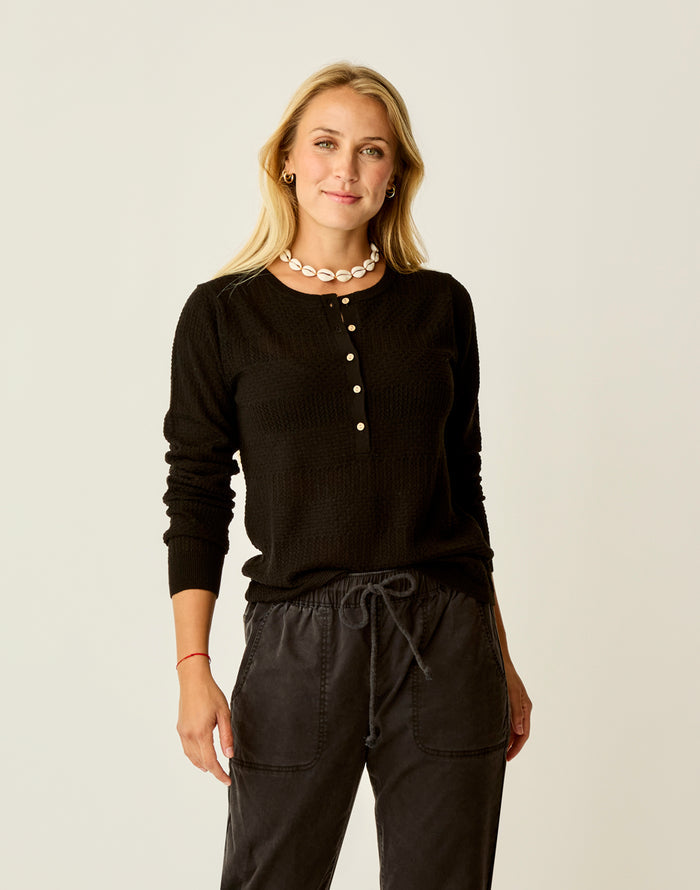 Amara Pointelle Sweater: Black