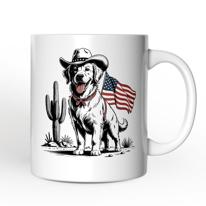 American Cowboy Dog Personalized Mug, Western 4th of July Gift with Custom Name Personalized Ceramic Mug OrnamentallyYou Non-Custom