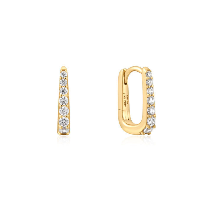 Ania Haie Gold Oval PavÃ© Huggies