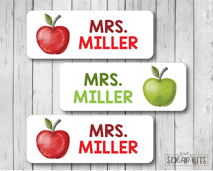 Apple Name Labels . Personalized Belonging Labels - Scrap Bits
