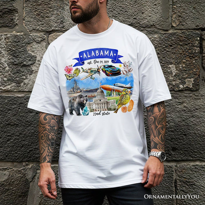 Artistic Alabama State Themes and Landmarks T-Shirt, Tee for History and Travel Lovers T-Shirts OrnamentallyYou