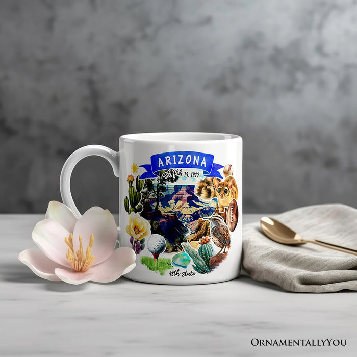 Artistic Arizona State Themes and Landmarks Personalized Mug With Custom Name Personalized Ceramic Mug OrnamentallyYou