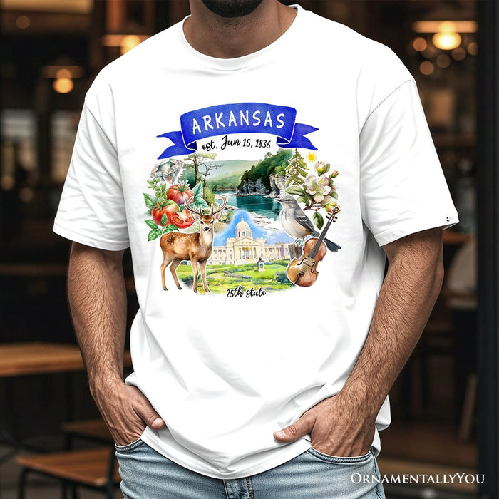 Artistic Arkansas State Themes and Landmarks T-Shirt, Tee for History and Travel Lovers T-Shirts OrnamentallyYou