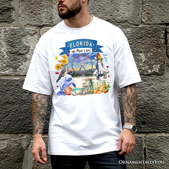 Artistic Florida State Themes and Landmarks T-Shirt, Tee for History and Travel Lovers T-Shirts OrnamentallyYou