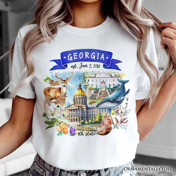 Artistic Georgia State Themes and Landmarks T-Shirt, Tee for History and Travel Lovers T-Shirts OrnamentallyYou