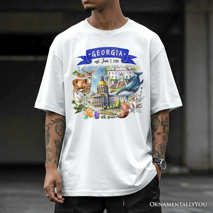 Artistic Georgia State Themes and Landmarks T-Shirt, Tee for History and Travel Lovers T-Shirts OrnamentallyYou