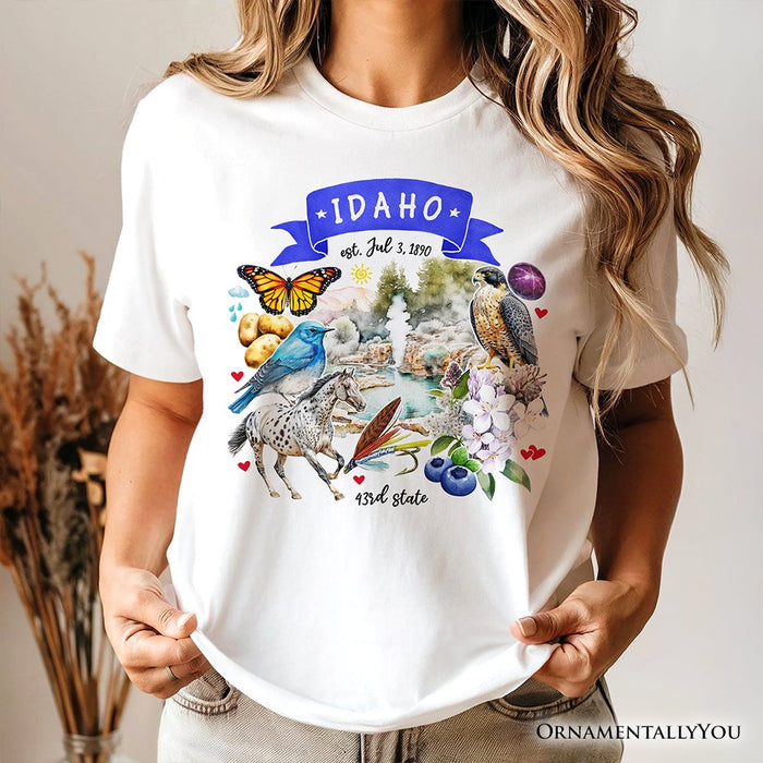 Artistic Idaho State Themes and Landmarks T-Shirt, Tee for History and Travel Lovers T-Shirts OrnamentallyYou