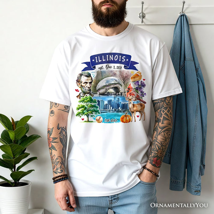 Artistic Illinois State Themes and Landmarks T-Shirt, Tee for History and Travel Lovers T-Shirts OrnamentallyYou