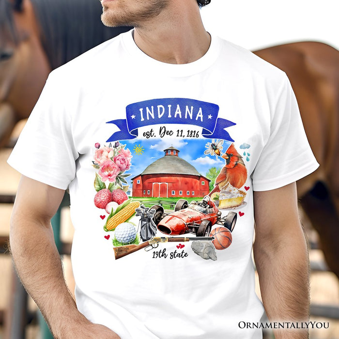 Artistic Indiana State Themes and Landmarks T-Shirt, Tee for History and Travel Lovers T-Shirts OrnamentallyYou