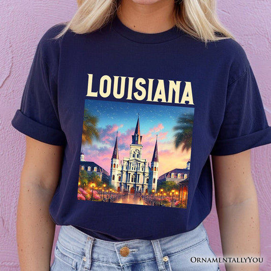 Artistic Louisiana State Cathedral T-Shirt, St. Louis Landmark Tee and Holiday Keepsake Souvenir T-Shirts OrnamentallyYou