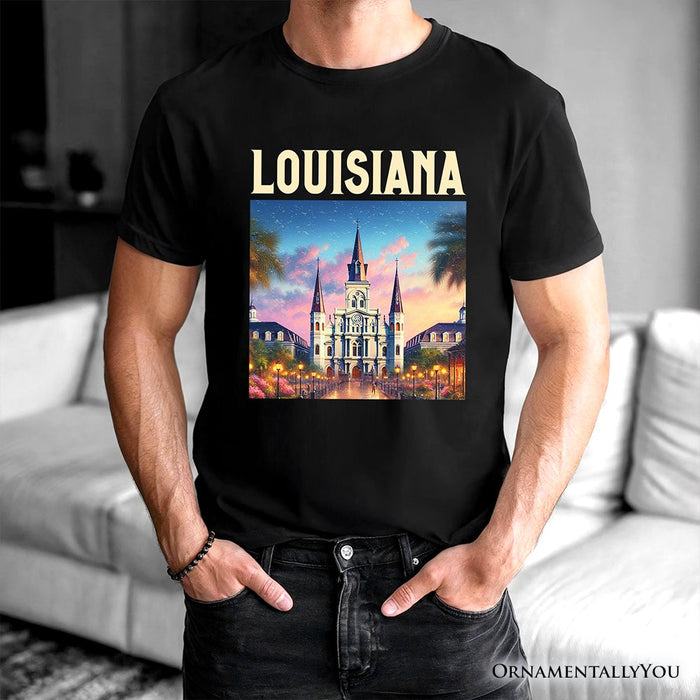 Artistic Louisiana State Cathedral T-Shirt, St. Louis Landmark Tee and Holiday Keepsake Souvenir T-Shirts OrnamentallyYou