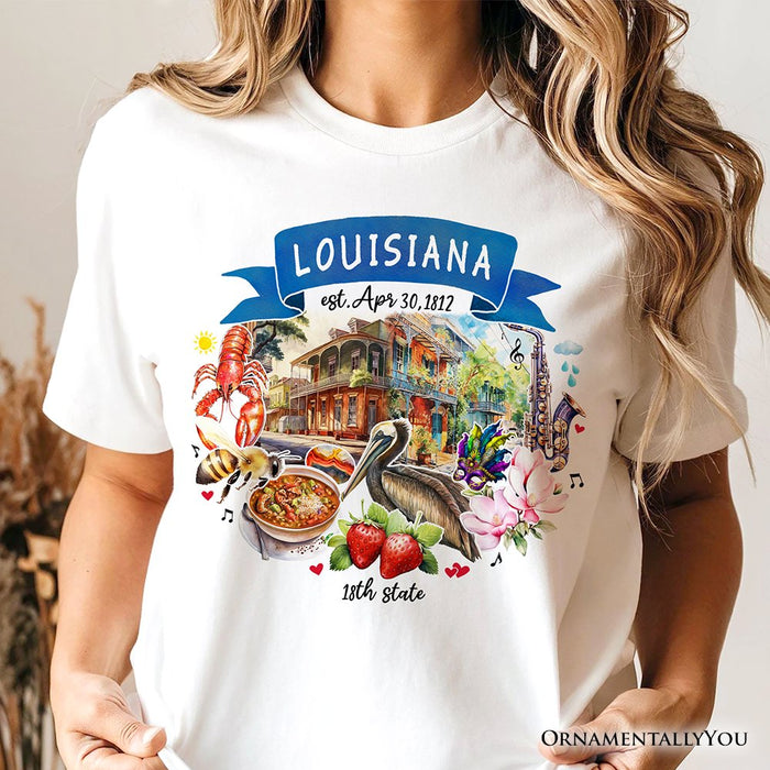 Artistic Louisiana State Themes and Landmarks T-Shirt, Tee for History and Travel Lovers T-Shirts OrnamentallyYou