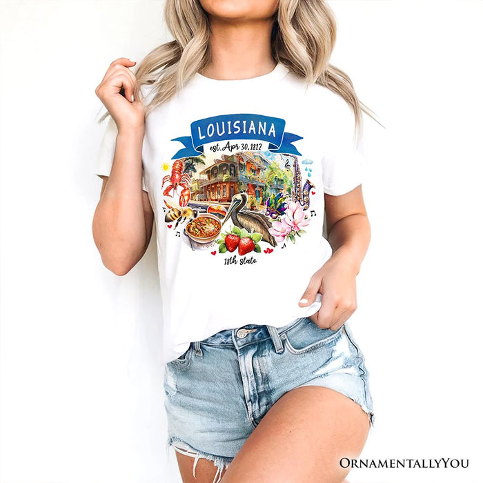 Artistic Louisiana State Themes and Landmarks T-Shirt, Tee for History and Travel Lovers T-Shirts OrnamentallyYou