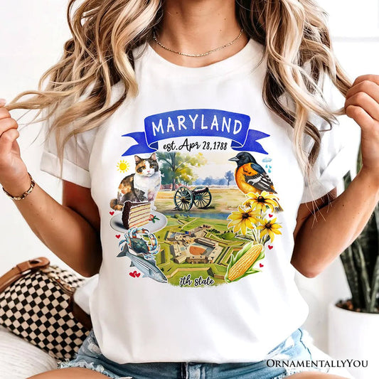 Artistic Maryland State Themes and Landmarks T-Shirt, Tee for History and Travel Lovers T-Shirts OrnamentallyYou