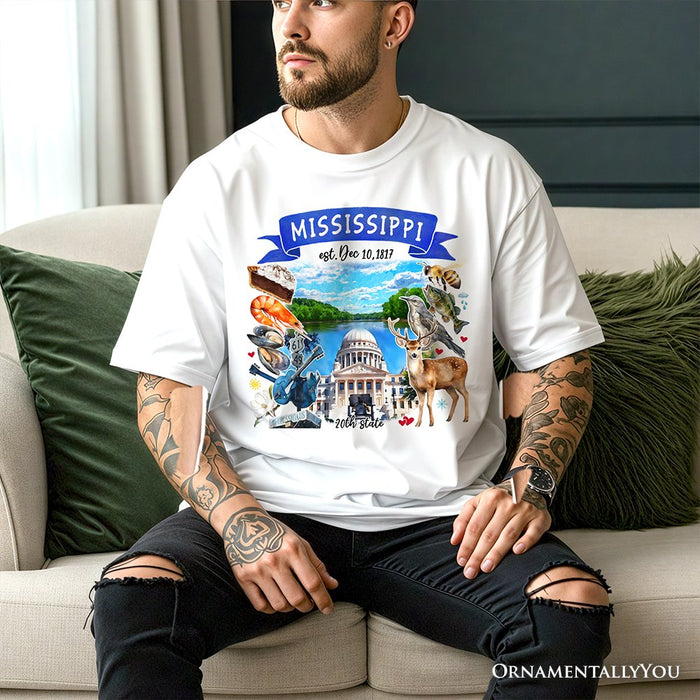 Artistic Mississippi State Themes and Landmarks T-Shirt, Tee for History and Travel Lovers T-Shirts OrnamentallyYou