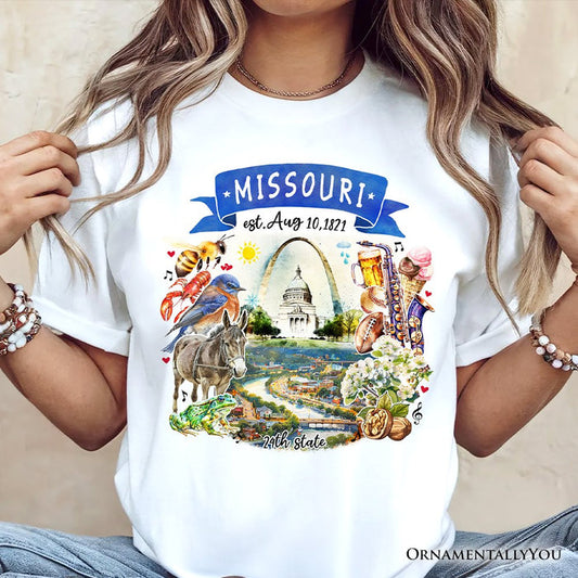 Artistic Missouri State Themes and Landmarks T-Shirt, Tee for History and Travel Lovers T-Shirts OrnamentallyYou