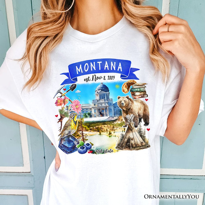 Artistic Montana State Themes and Landmarks T-Shirt, Tee for History and Travel Lovers T-Shirts OrnamentallyYou