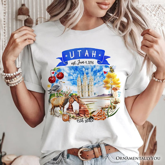 Artistic Utah State Themes and Landmarks T-Shirt, Tee for History and Travel Lovers T-Shirts OrnamentallyYou