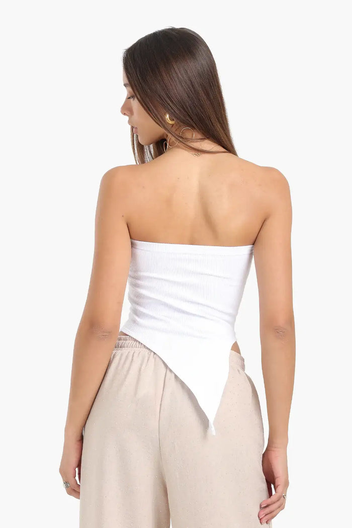 Asymmetrical Strapless Top