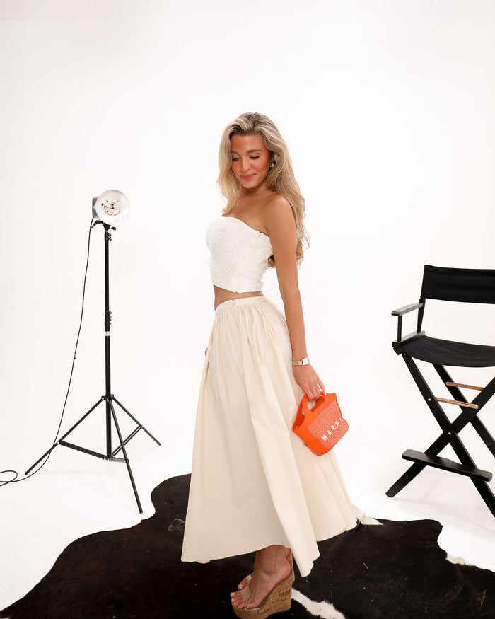 Attwell Pleated Midi Skirt - Cream