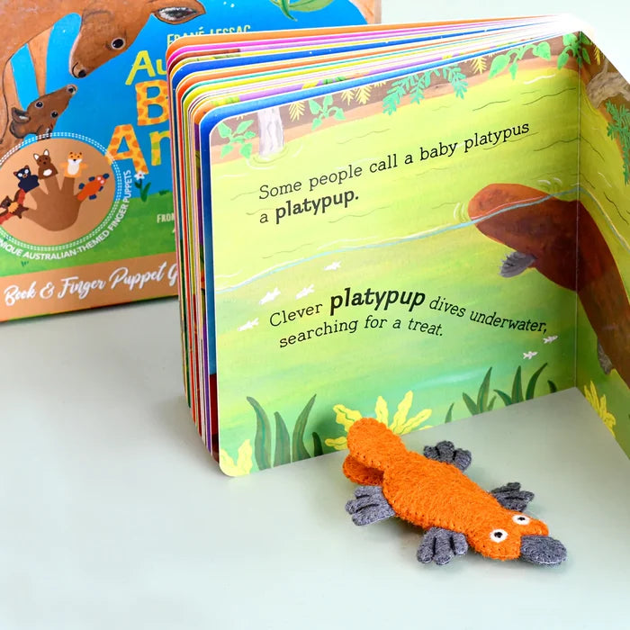 Australian Baby Animals by Frané Lessac - Book and Finger Puppet Set