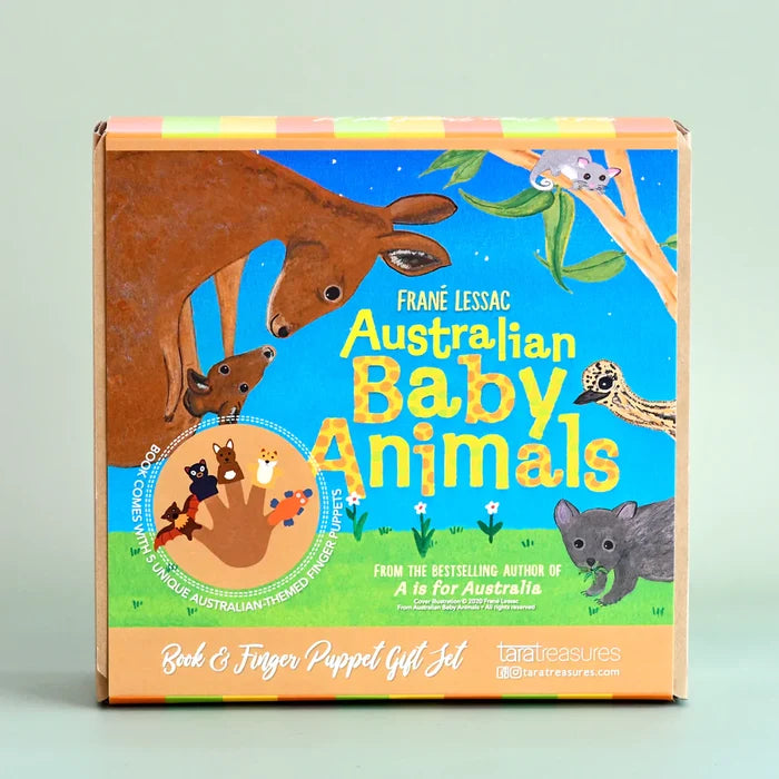 Australian Baby Animals by Frané Lessac - Book and Finger Puppet Set
