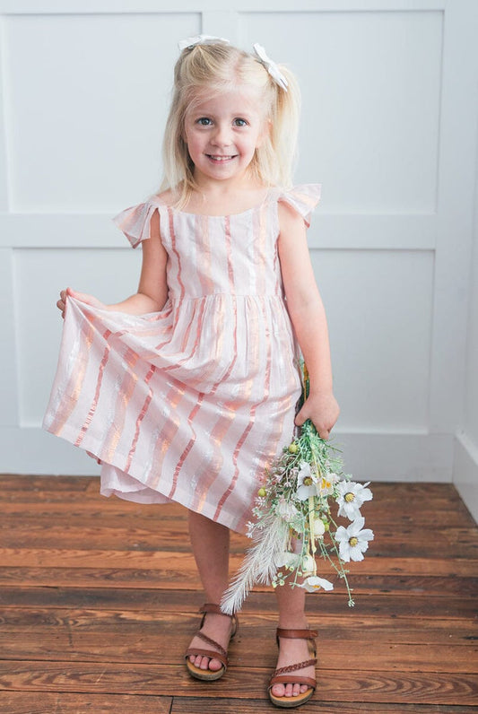 Baby Pink Lurex Solid Color Frill Dress Dress Yo Baby India