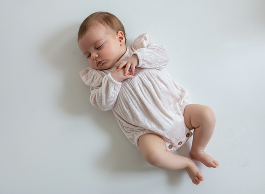 Baby Pink Viscose Velvet Full Sleeves Ruffle Romper – Soft Velvet Baby Romper