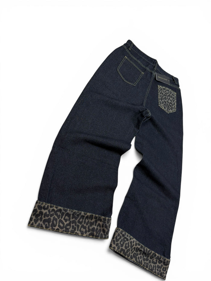 Baggy Leopard Detail Jeans