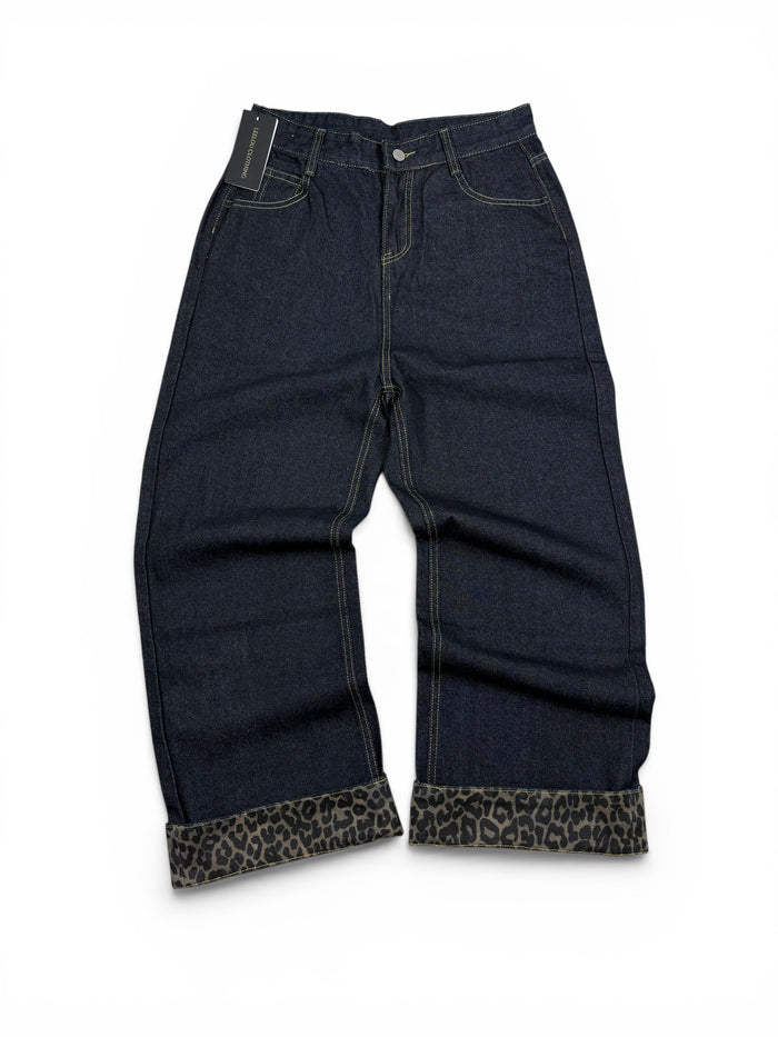 Baggy Leopard Detail Jeans