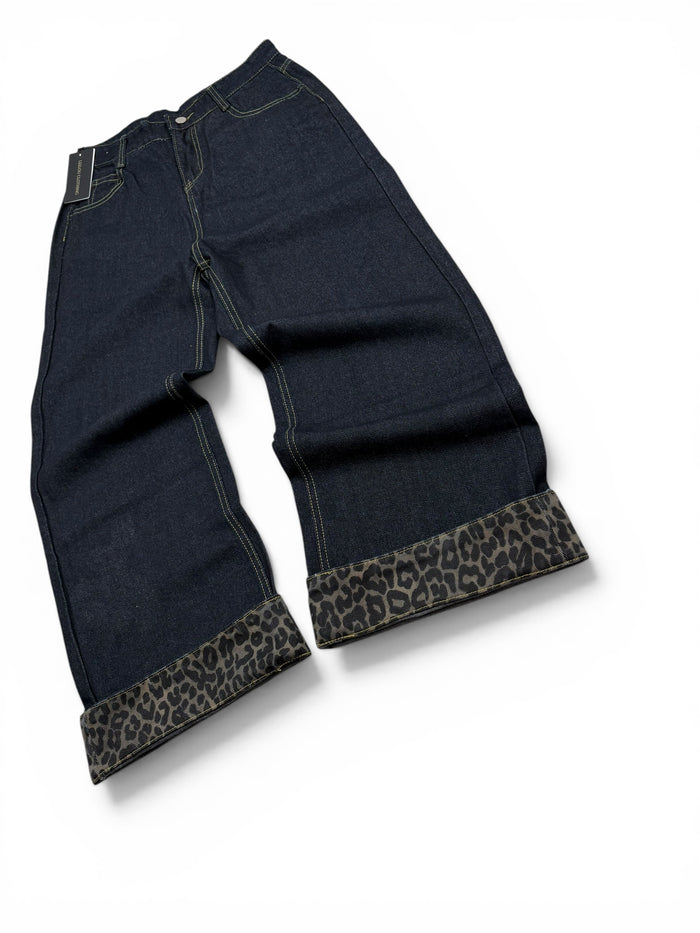 Baggy Leopard Detail Jeans