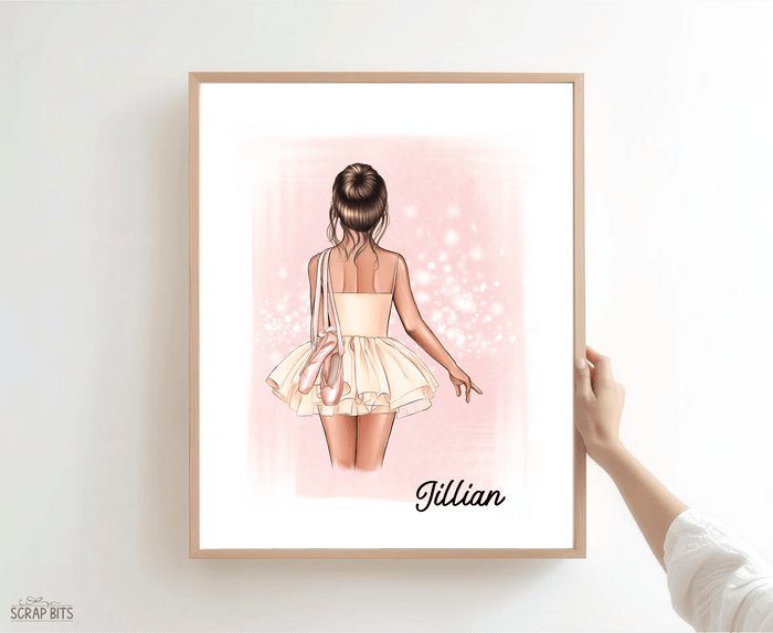Ballerina Portrait Print, Half Body, Custom Digital Drawing - Scrap Bits