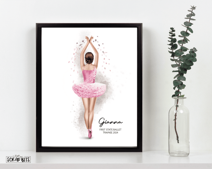 Ballerina Print, Ballet Dancer Wall Art, Full Body . Personalized Printable Portrait Print - Scrap Bits