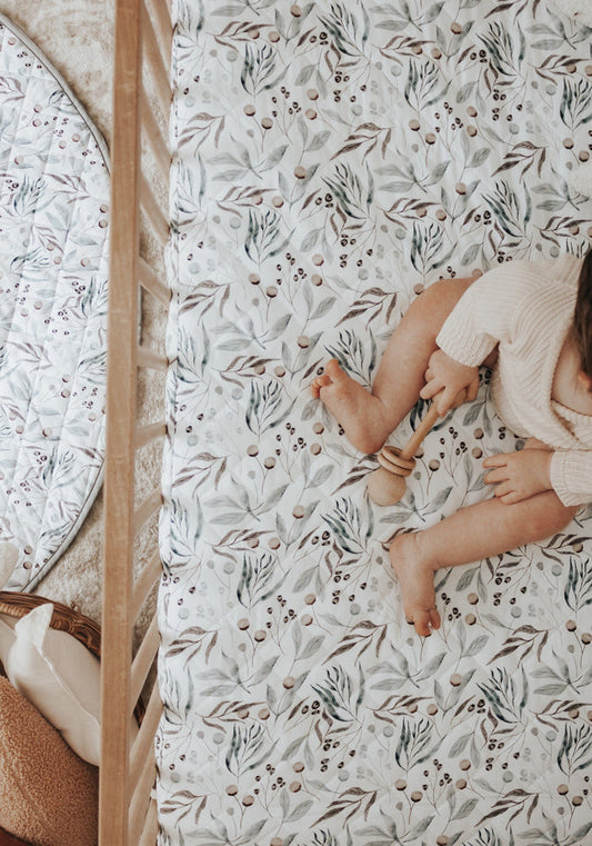 Bambella 2-in-1 Waterproof Cot Sheet & Mattress Protector | Botanical