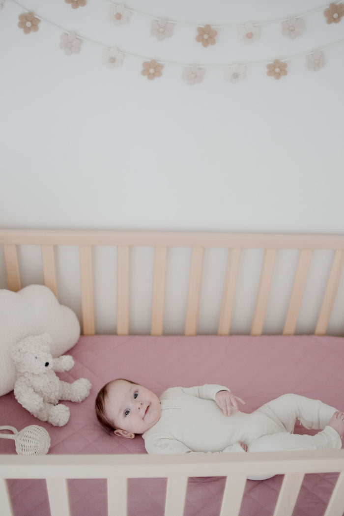 Bambella 2-in-1 Waterproof Cot Sheet & Mattress Protector | Dusty Mauve