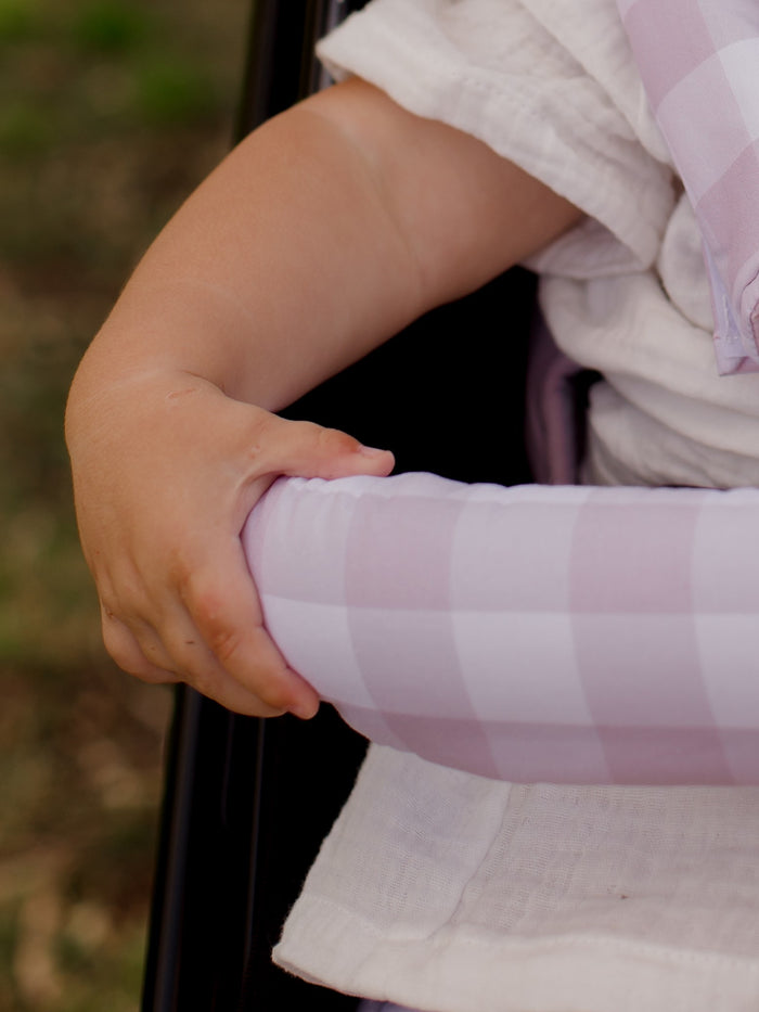 Bambella Designs Pram Bar Cover | Blush Gingham