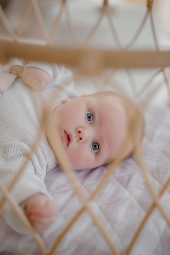 Bambella Waterproof Bassinet Sheet | Blush Gingham