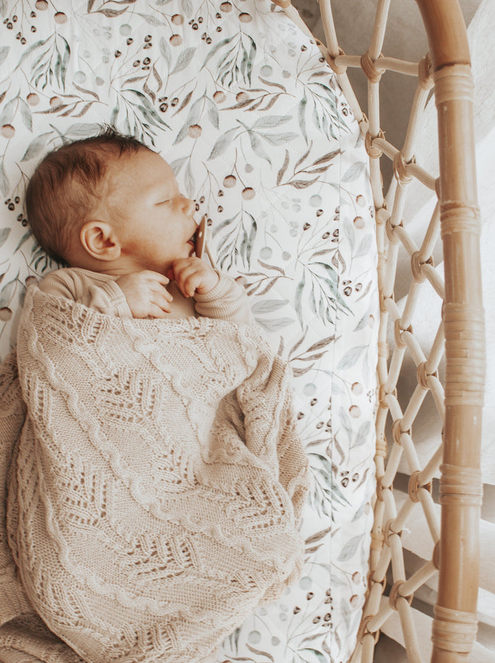 Bambella Waterproof Bassinet Sheet | Botanical