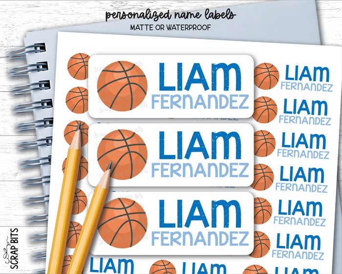 Basketball Name Labels, Personalized Belonging Labels - Scrap Bits