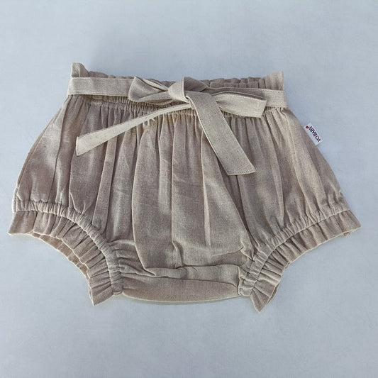 Beige Chambray Shorts-Style Diaper Cover With Belt Diaper Cover Yo Baby India