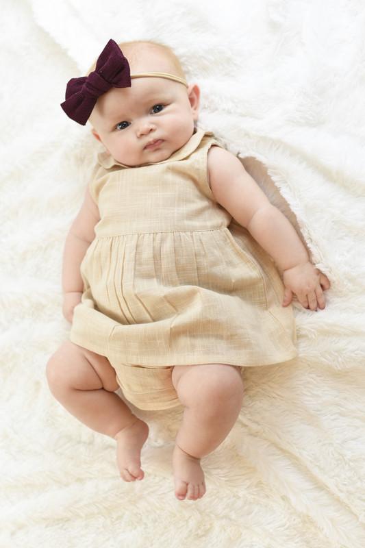 Beige Peter-Pan Collar Dress & Diaper Cover Dress Yo Baby Wholesale