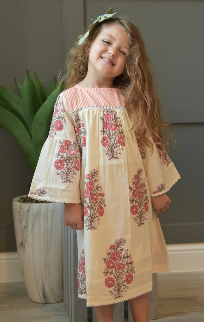 Bell-Sleeves Floral Printed Dress Dress Yo Baby Wholesale