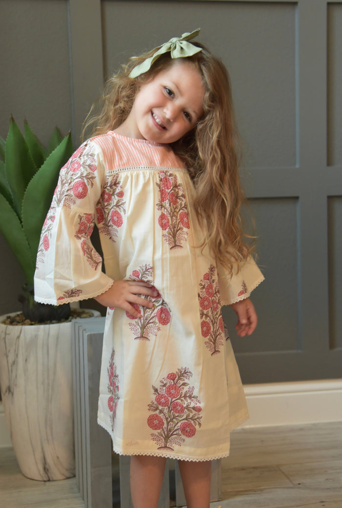 Bell-Sleeves Floral Printed Dress Dress Yo Baby Wholesale