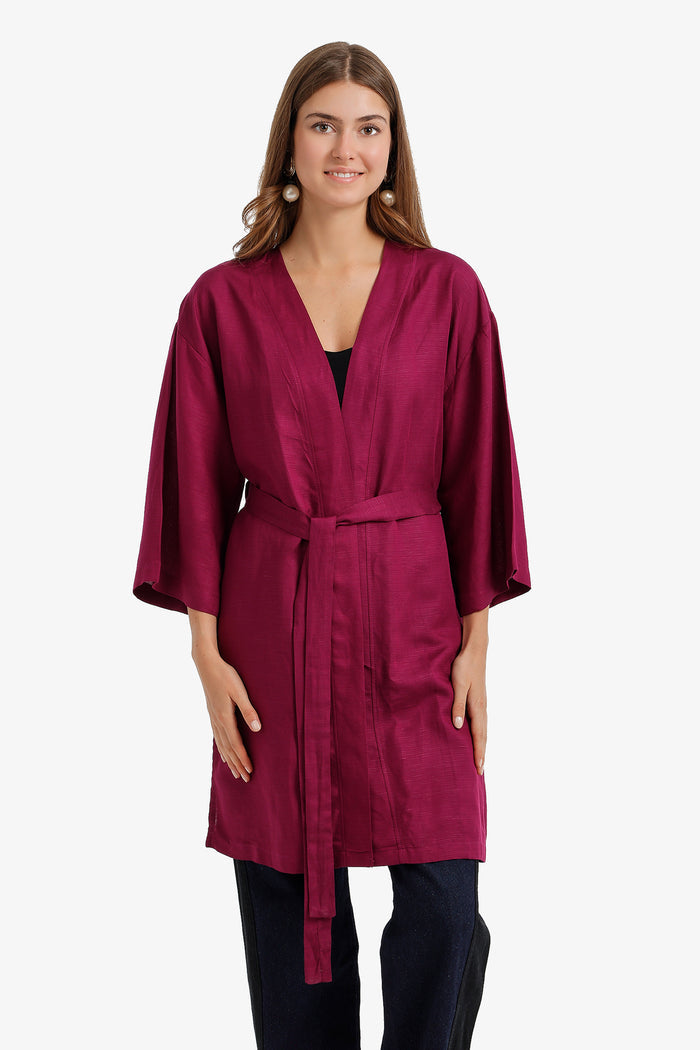 Belted Open-Front Cardigan