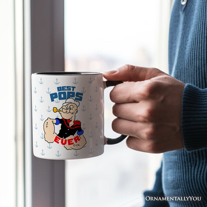 Best Pops Ever Personalized Mug, Classic Popeye the Sailorman Dad Gift with Custom Name Personalized Ceramic Mug OrnamentallyYou