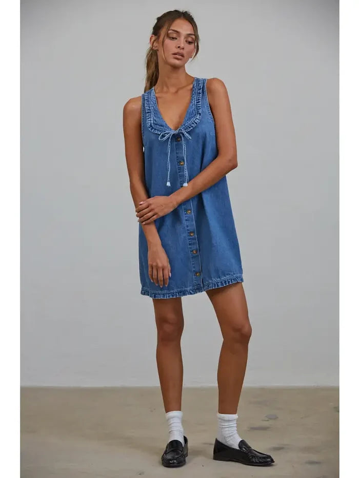 Betsy Ruffle Denim Mini Dress